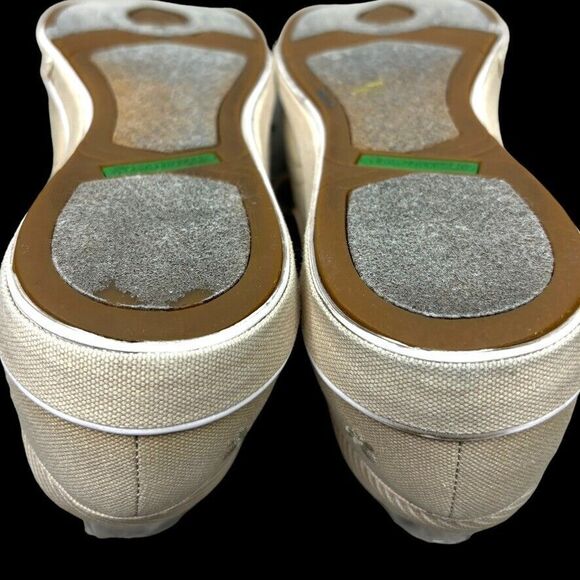 Grasshoppers Tan White Pinstripe Canvas 3Eye Lace Up Sneaker Womens Size 7Narrow - Picture 9 of 11